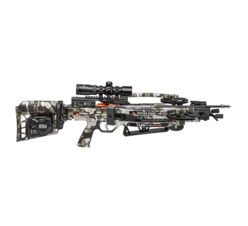 Wicked Ridge Fury 410 De-Cock Crossbow Package (RangeMaster Pro Scope), Wicked Ridge Fury 410 De-Cock Crossbow Package, buy Fury 410 crossbow, ACUdraw De-Cock crossbow, 410 FPS crossbow, reverse-draw crossbow, RangeMaster Pro Scope crossbow, compact hunting crossbow, silent cocking crossbow, safest crossbow to de-cock, crossbow with scope and arrows, Peak XT camo crossbow, Wicked Ridge crossbows for sale, Crossbow Supplies crossbows