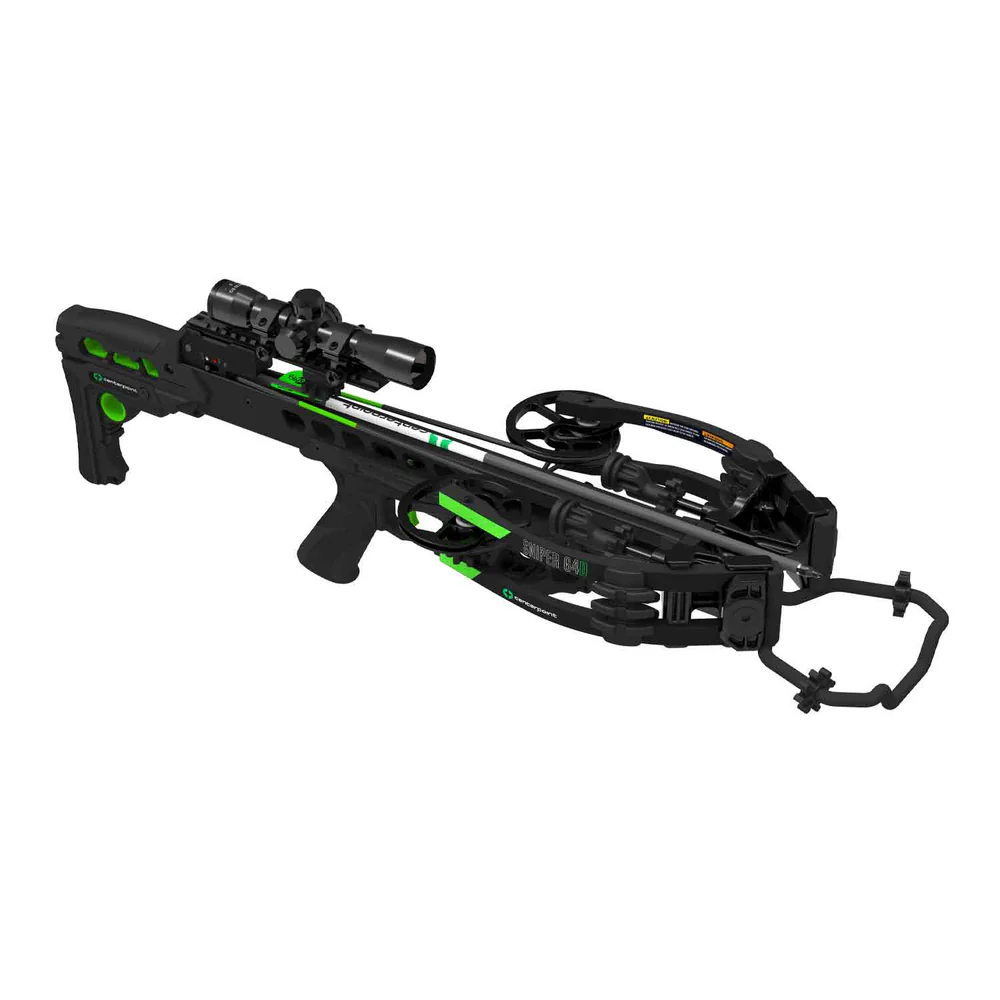 CenterPoint Sniper G4D Crossbow Package, CenterPoint Sniper crossbow, silent crank crossbow, 400 FPS crossbow, compact hunting crossbow, CNC cam crossbow, anti-dry fire crossbow, adjustable buttstock crossbow, Crossbow Supplies, premium crossbows, carbon arrows package, hunting crossbow gear
